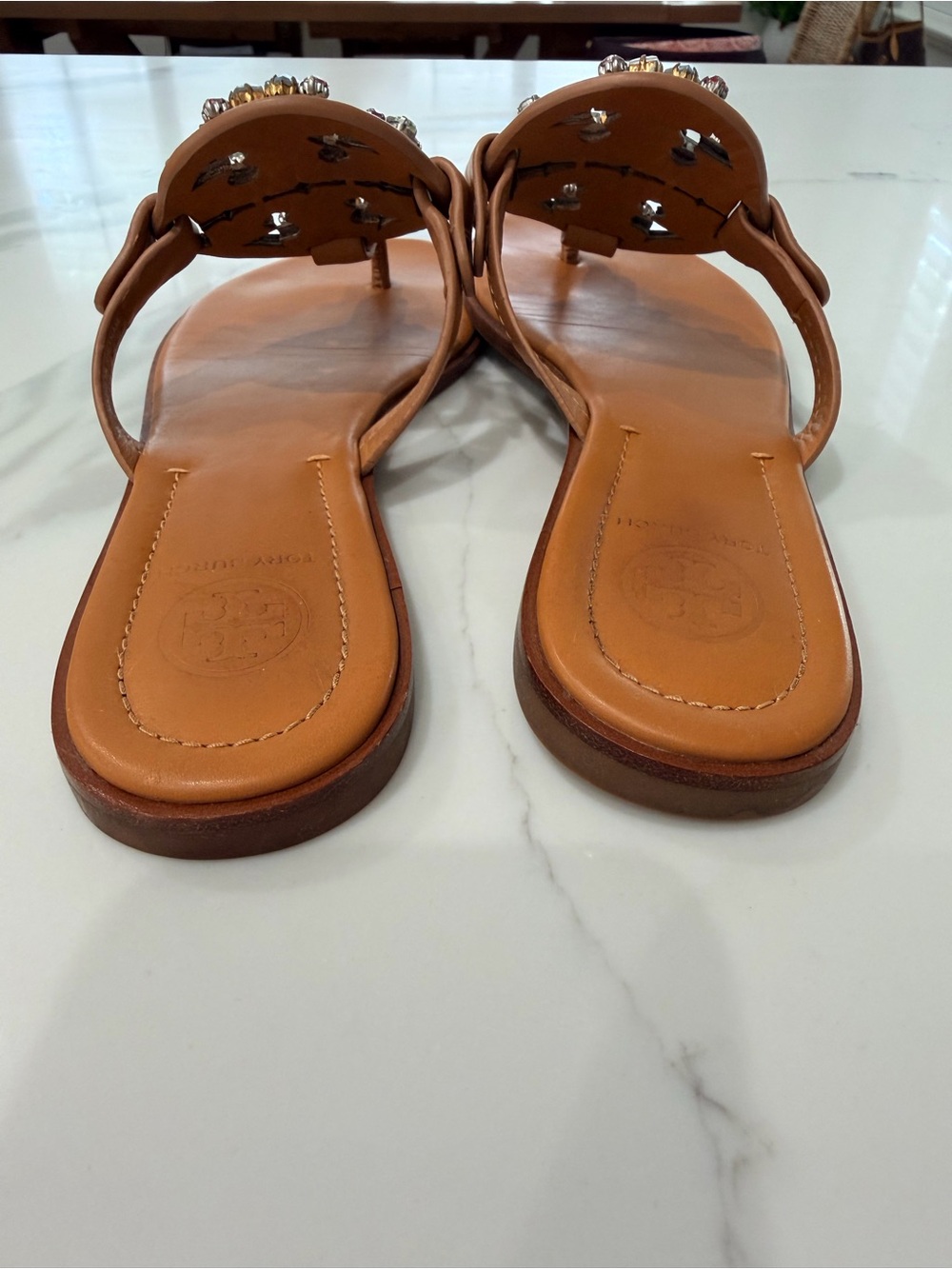 Rare Tory Burch Tan Jeweled miller sandal - Picture 6 of 8